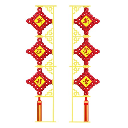 三連串中國結(jié)燈戶外led中國結(jié)景觀燈防水路燈桿造型春節(jié)掛件裝飾